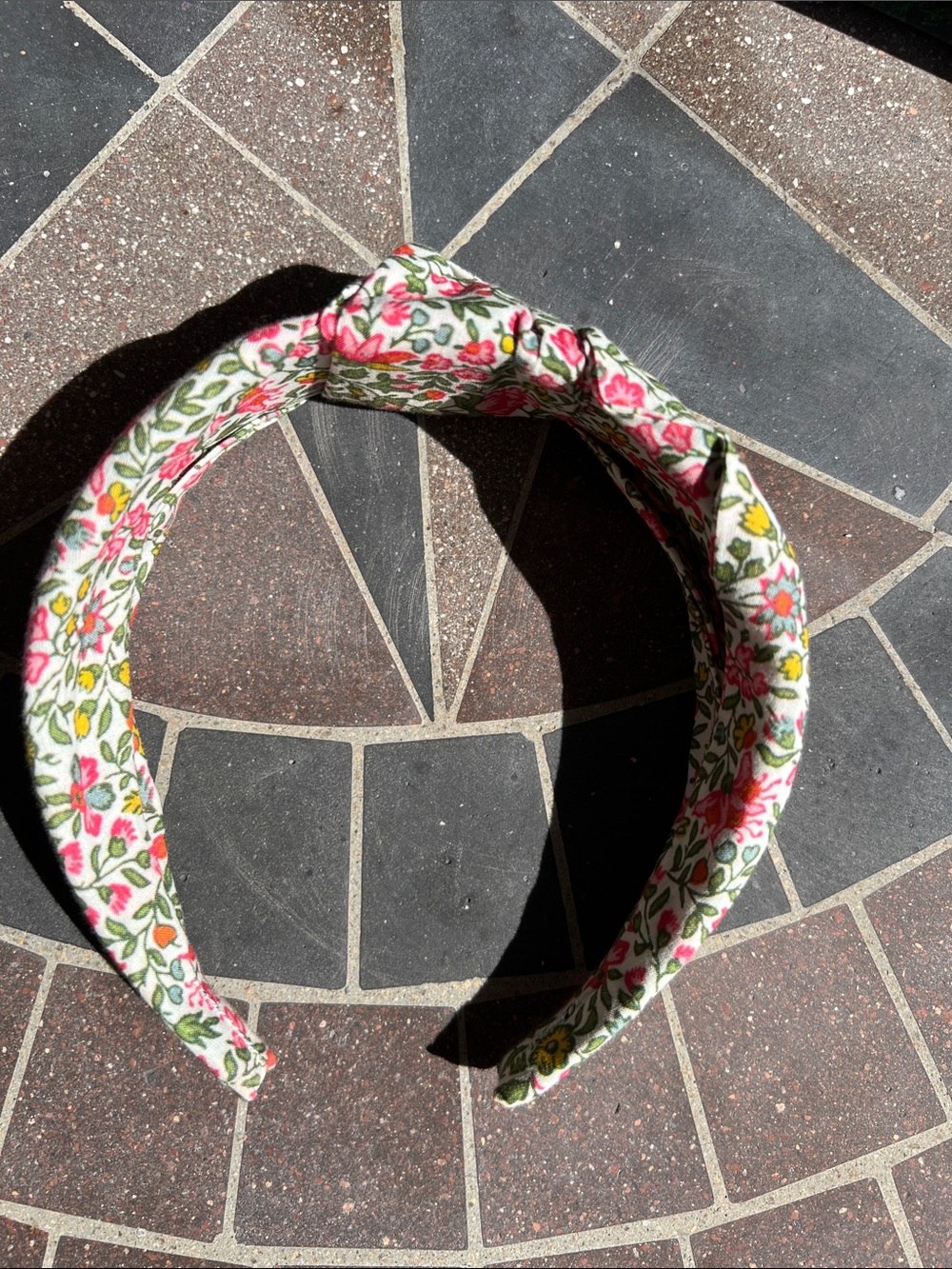 J Crew Floral Knotted Headband - Pink & Green